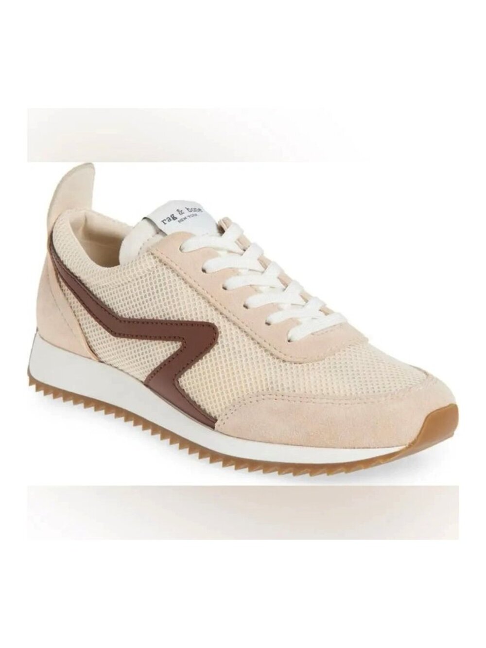 $280 RAG & BONE Retro Runner LOW TOP Sneaker CREAM MERLOT SUEDE 38  (A3)